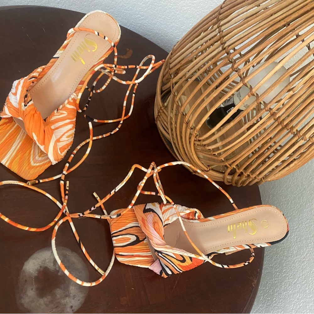 Orange Sheln Strappy Women's Sandals - Picture 2 of 4